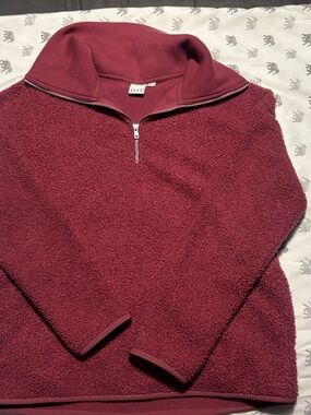 Elle Maroon Half-Zip Sherpa Pullover